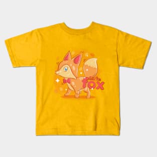 Cute fox wear a red ribbon kids Kids T-Shirt